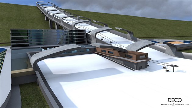 Architekti z kanceláře DECO Group představili svoji vizi sportovního areálu se sjezdovkou u Pražského okruhu v Radotíně.