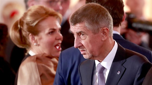 Dagmar Havlová a Andrej Babiš na konferenci k 20 letům Česka v NATO. (12. března 2019)