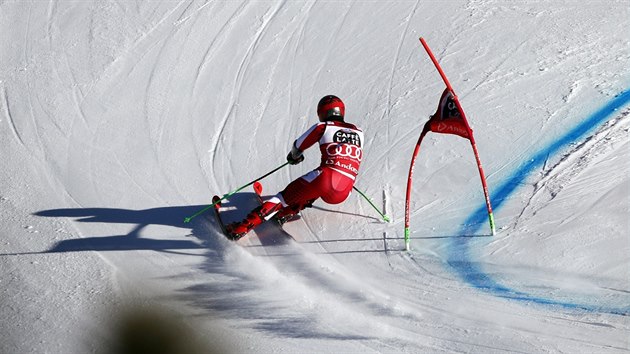 Marcel Hirscher v obm slalomu v Soldeu.