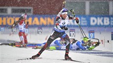 Český biatlonista Michal Krčmář odjíždí ze střelnice v závodě štafet na MS v... Český biatlonista Michal Krčmář odjíždí ze střelnice v závodě štafet na MS v...