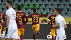Uroš Djuranovič (23) z Dukly se raduje ze svého gólu proti Karviné. Uroš Djuranovič (23) z Dukly se raduje ze svého gólu proti Karviné.