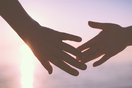 Senior couple holding hands