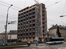 Demolice bval ubytovny u Sokolsk tdy v Ostrav rychle pokrauje. (24....