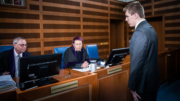 Luk Tuek obalovan z pokusu o vradu exptelkyn u krajskho soudu v Hradci Krlov (28.3.2019).