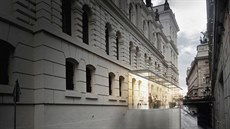Vítězný návrh Jakuba Wiesnera: úprava Divadelní ulice se zavěšeným barem Vítězný návrh Jakuba Wiesnera: úprava Divadelní ulice se zavěšeným barem