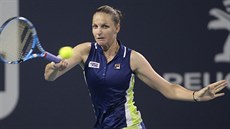 Česká tenistka Karolína Plíšková v duelu s Julií Putincevovou z Kazachstánu na... Česká tenistka Karolína Plíšková v duelu s Julií Putincevovou z Kazachstánu na...