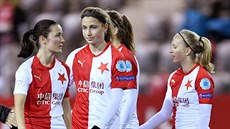 Fotbalistky Slavie jsou smutné po vyřazení z Ligy mistryň. Fotbalistky Slavie jsou smutné po vyřazení z Ligy mistryň.