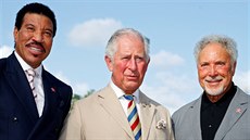 Lionel Richie, princ Charles a Tom Jones na Barbadosu (19. bezna 2019)