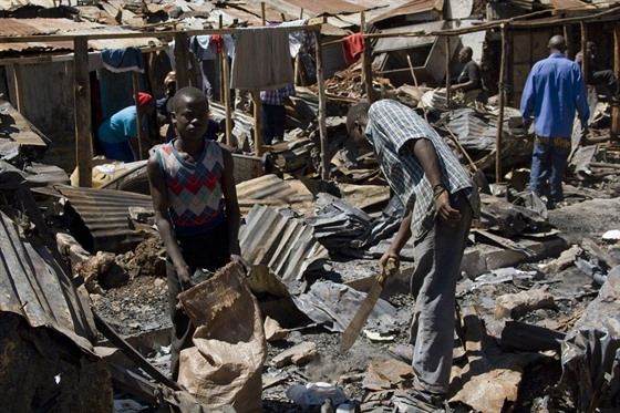 Kibera. Jeden z nejvtích a nejchudích slum se nachází v Nairobi.