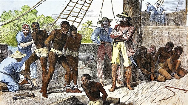 Otroci byli uneni z Afriky na otrokskch lodch.