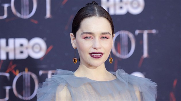 Emilia Clarke na premie zvren ady serilu Hra o trny (Radio City Music Hall, New York, 3. dubna 2019)