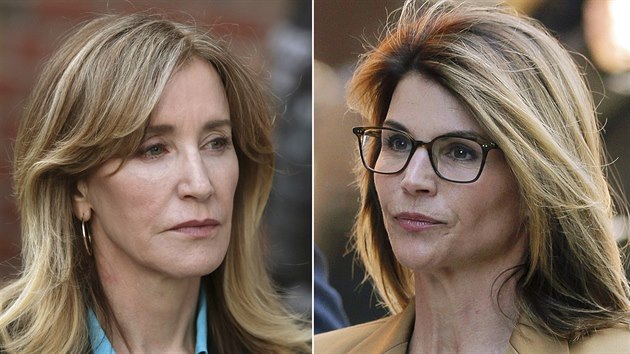 Felicity Huffmanov a Lori Loughlinov u soudu kvli zfalovanm pijmakm (Boston, 3. dubna 2019)
