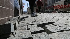 Snímek pořízený při opravě čtvrti Podmokly. Snímek pořízený při opravě čtvrti Podmokly.