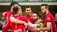 Radost volejbalistů Českých Budějovic. Radost volejbalistů Českých Budějovic.