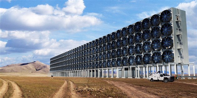 Podoba navrhovaného projektu firmy Carbon Engineering, který by měl z atmosféry... Podoba navrhovaného projektu firmy Carbon Engineering, který by měl z atmosféry...