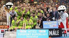 Florbalisté Vítkovic se radují z vítězství nad Mladou Boleslaví v superfinále v... Florbalisté Vítkovic se radují z vítězství nad Mladou Boleslaví v superfinále v...