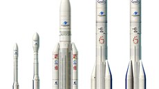 Rodina evropských raket, od nejmení Vegy, pes souasnou Ariane 5 a po...