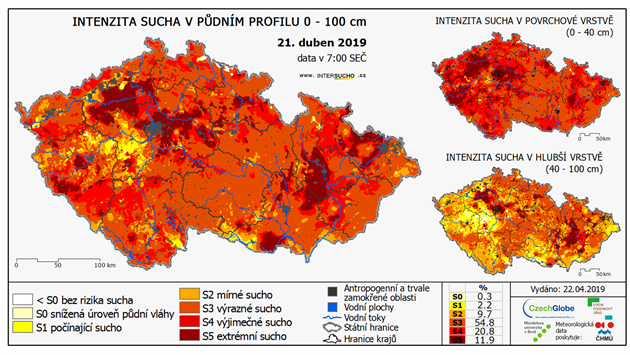 Mapa sucha pro období do 15. do 21. dubna. Mapa sucha pro období do 15. do 21. dubna.