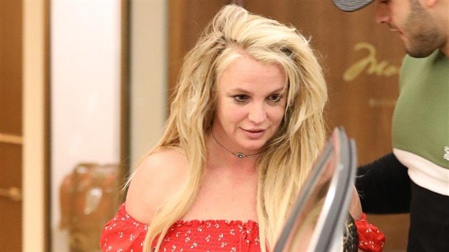 Britney Spears spolen s ptelem Samem Asgharim pi odchodu z hotelu The Montage v Beverly Hills (22. dubna 2019)