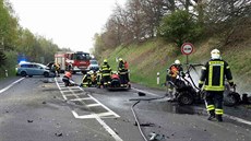 Místo tragické dopravní nehody na silnici I/6 u Bochova. Místo tragické dopravní nehody na silnici I/6 u Bochova.