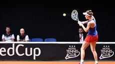 eská tenistka Markéta Vondrouová v baráovém utkání Fed Cupu s Kanadou.
