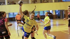 Házenkářka Zlína Michaela Sekulová během zápasu proti Plzni. Házenkářka Zlína Michaela Sekulová během zápasu proti Plzni.