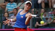 Markéta Vondrouová pi baráovém utkání Fed Cupu proti Kanad