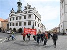 Protestn akce proti prodeji litomick nemocnice a pochod do centra msta.