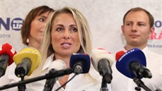 Dita Charanzová hovoří na tiskové konferenci při zahájení kampaně hnutí ANO... Dita Charanzová hovoří na tiskové konferenci při zahájení kampaně hnutí ANO...