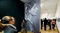 Zvětšenina snímku od Man Raye, na kterém je Lee Millerová (výstava v National... Zvětšenina snímku od Man Raye, na kterém je Lee Millerová (výstava v National...