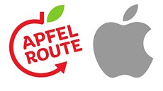 Logo německé cyklostezky Apfelroute se podle Applu značně podobá jeho logu Logo německé cyklostezky Apfelroute se podle Applu značně podobá jeho logu