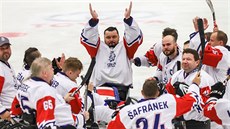 Český tým parahokejistů se loučí s Ostravou, zády je Zdeněk Šafránek. Český tým parahokejistů se loučí s Ostravou, zády je Zdeněk Šafránek.