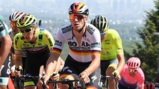 Německý cyklista Pascal Ackermann na trati závodu Eschborn-Frankfurt Německý cyklista Pascal Ackermann na trati závodu Eschborn-Frankfurt
