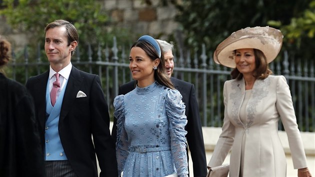 James Matthews a jeho manelka Pippa Middletonov s rodii na svatb Gabrielly Windsorov a Thomase Kingstona (Windsor, 18. kvtna 2019)