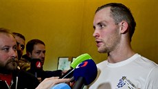 Útočník Radek Faksa hovoří s novináři 14. května 2019 na mistrovství světa v... Útočník Radek Faksa hovoří s novináři 14. května 2019 na mistrovství světa v...