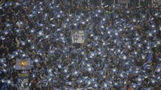 Fanouci Atalanty Bergamo bhem finále Italského poháru