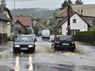 Zaplaven Chrastovsk ulice ve Vizovicch na Zlnsku.