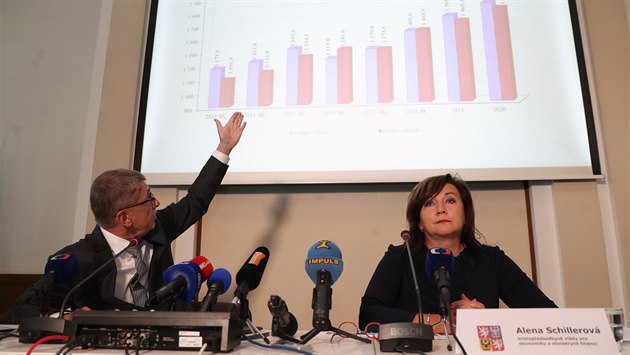 Premiér Andrej Babiš na tiskové konferenci s ministryní financí za ANO Alenou... Premiér Andrej Babiš na tiskové konferenci s ministryní financí za ANO Alenou...