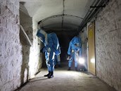 Průzkumný tým vojáků pátrá po nelegální laboratoři plné chemických látek. Průzkumný tým vojáků pátrá po nelegální laboratoři plné chemických látek.