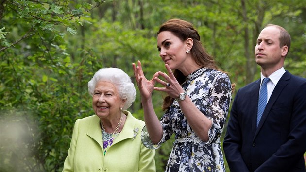 Krlovna Albta II, vvodkyn Kate a princ William na vstav RHS Chelsea Flower Show (Londn, 20. kvtna 2019)