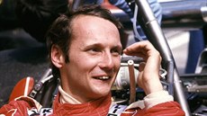 Automobilový závodník Niki Lauda ped Velkou cenou panlska (2. kvtna 1976)