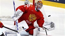Andrej Vasilevskij chytá za Rusko na mistrovství svta.