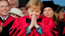 Nmecká kancléka Angela Merkelová pevzala na americké univerzit v Harvardu...