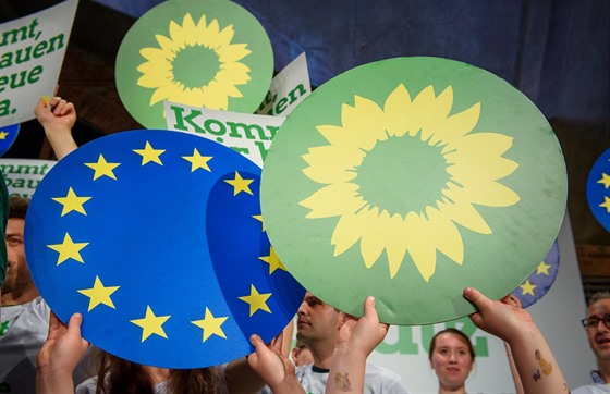 Logo nmeckých Zelených bhem voleb do Evropského parlamentu