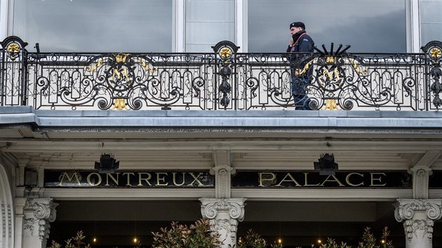 Hotel Montreux Palace u enevskho jezera, kde se v roce 2019 sely euroamerick elity ze skupiny Bilderberg.