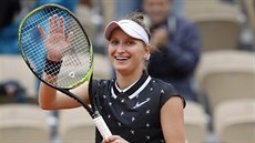 POPRVÉ. Markéta Vondrouová proije premiéru ve finále Roland Garros. Britku...