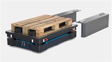 Jeden ze skladových robotů dánské společnosti Mobile Industrial Robots Jeden ze skladových robotů dánské společnosti Mobile Industrial Robots