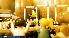 Zpěvák skupiny Lake Malawi v lego verzi Eurovision. Zpěvák skupiny Lake Malawi v lego verzi Eurovision.