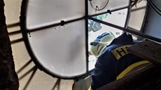 V Liberci dnes dopoledne hořela věž kostela svatého Antonína Paduánského v... V Liberci dnes dopoledne hořela věž kostela svatého Antonína Paduánského v...
