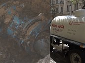Havárie vody v Korunní ulici v Praze Havárie vody v Korunní ulici v Praze